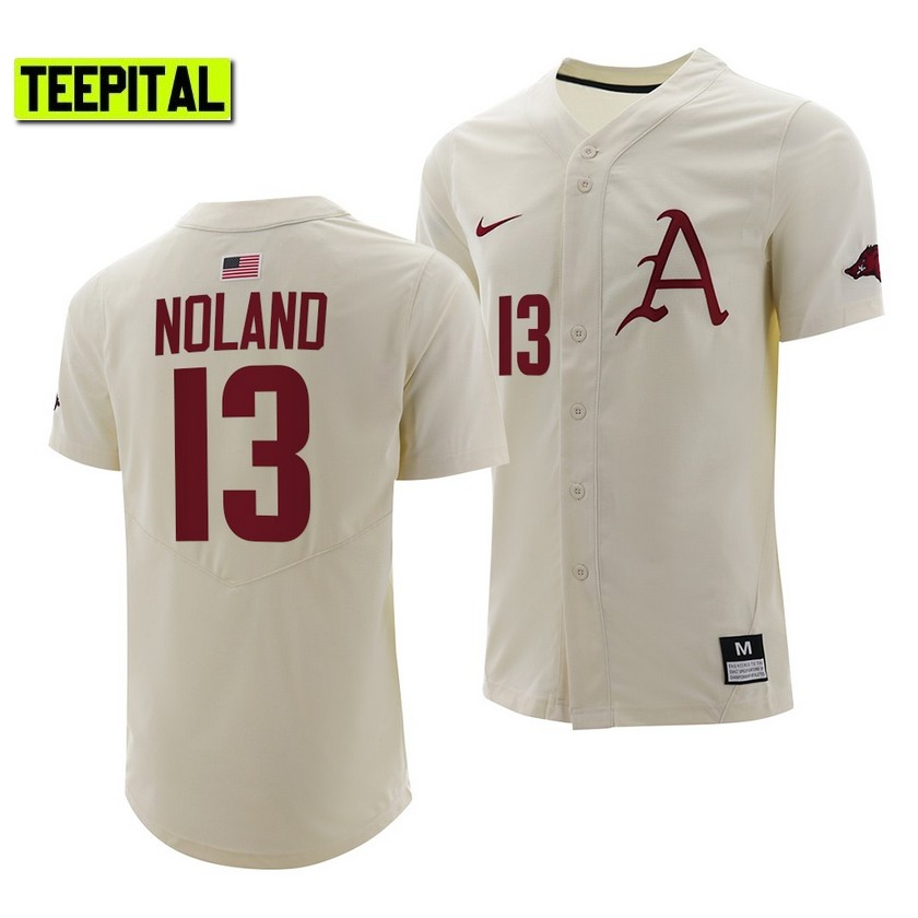 Arkansas Razorbacks Connor Noland College Baseball Jersey Natural