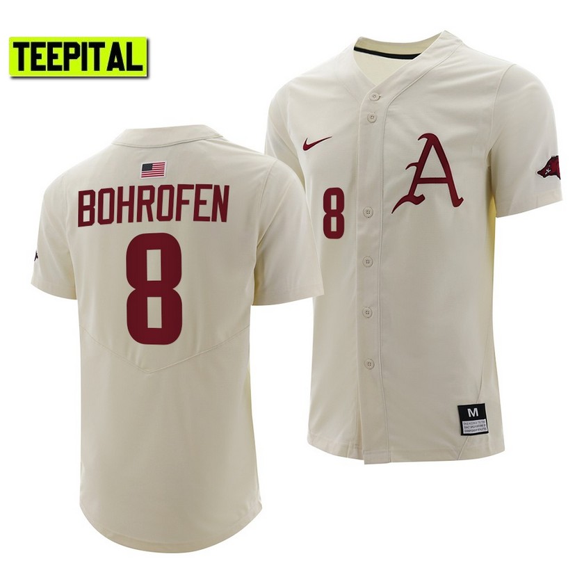 Arkansas Razorbacks Jace Bohrofen College Baseball Jersey Natural