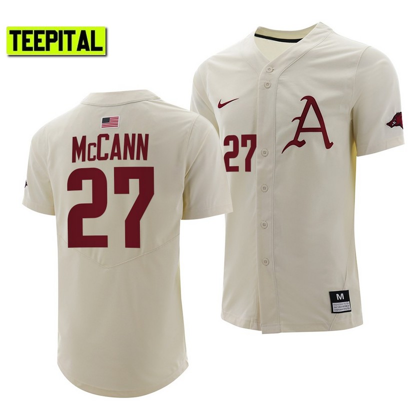 Arkansas Razorbacks James McCann College Baseball Jersey Natural